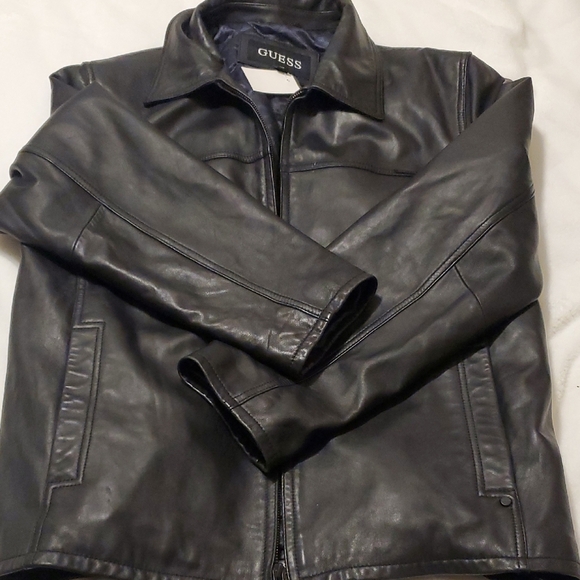 Guess Black Genuine Leather Outerwear - Picture 11 of 13